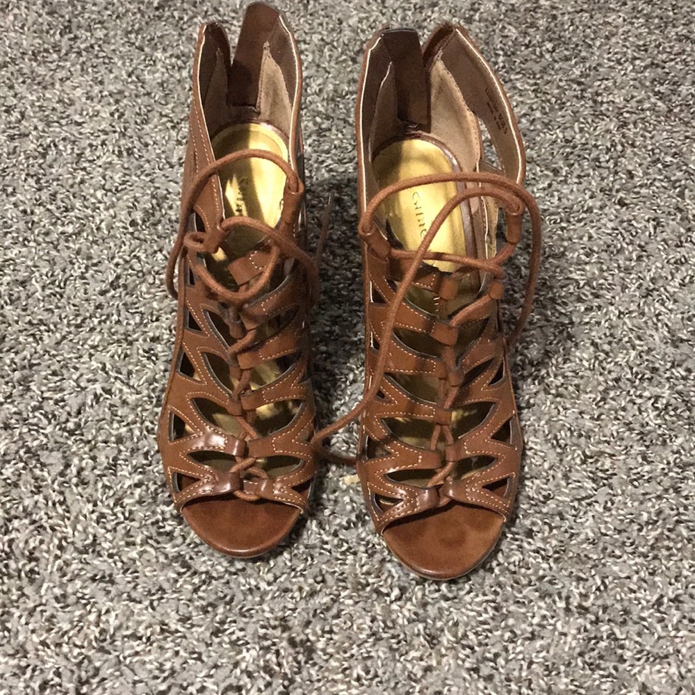 Caged high heel shoes